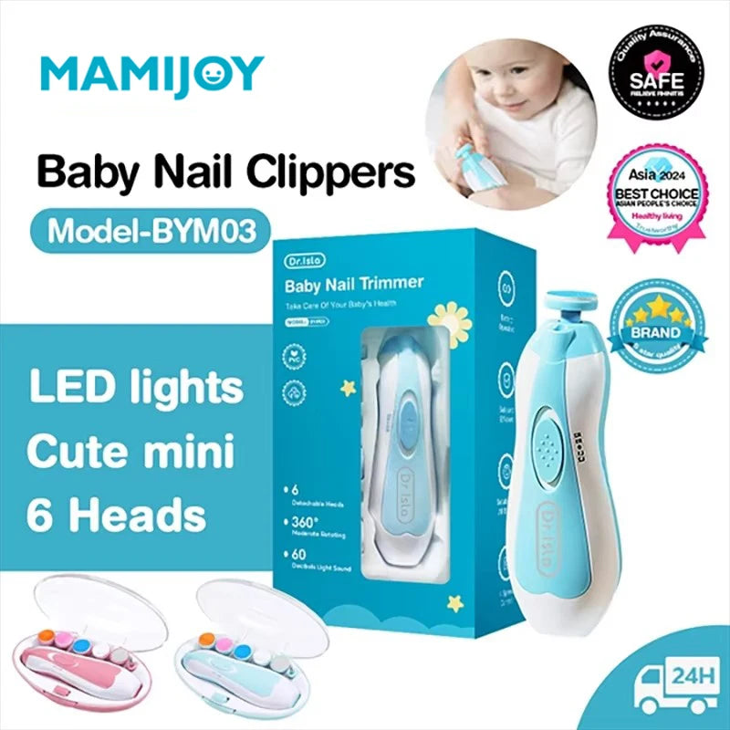MAMIJOY  Electric baby Nail clipper LED Light Baby Nail Trimmer Baby Care Set 4-speed speed Adjustment With Low Noise