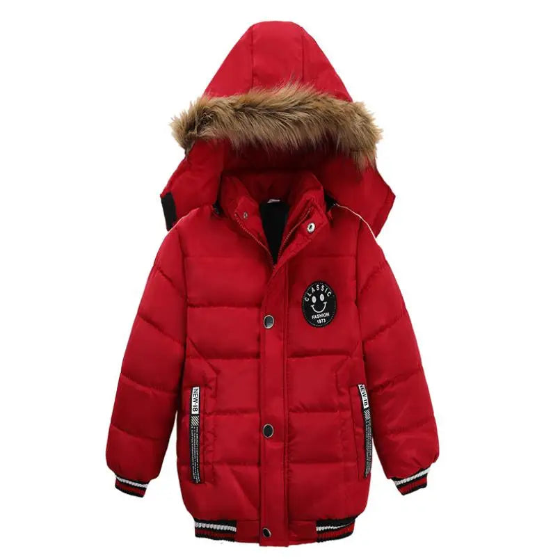 2023 New children's coat jacket winter boy girl wave pattern cute cartoon ear warm silk cotton baby hooded cotton jacket tide