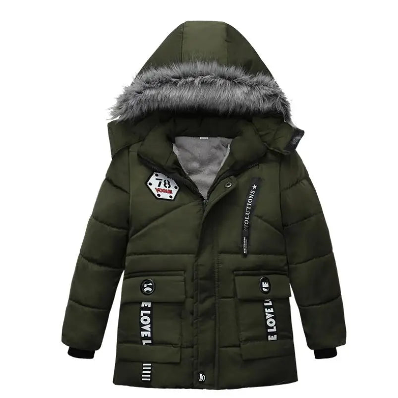 2023 New children's coat jacket winter boy girl wave pattern cute cartoon ear warm silk cotton baby hooded cotton jacket tide