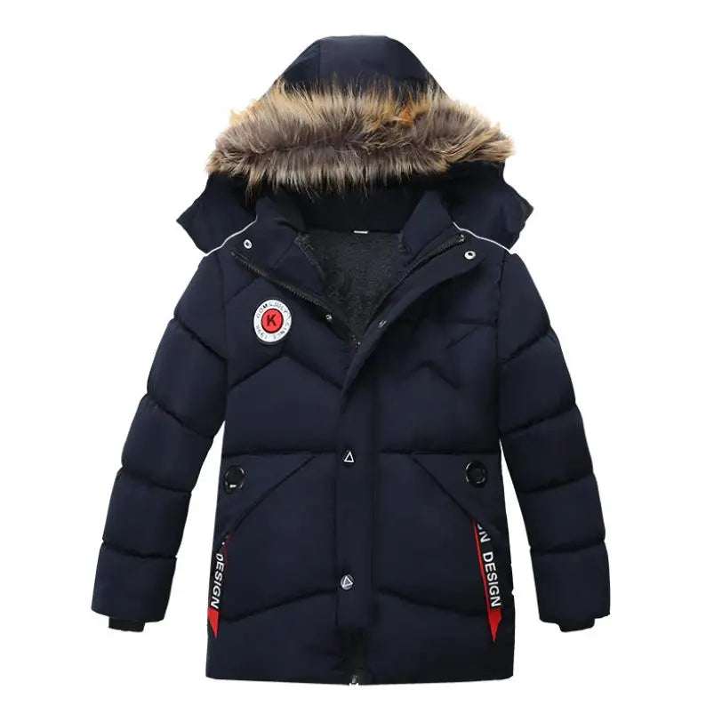 2023 New children's coat jacket winter boy girl wave pattern cute cartoon ear warm silk cotton baby hooded cotton jacket tide
