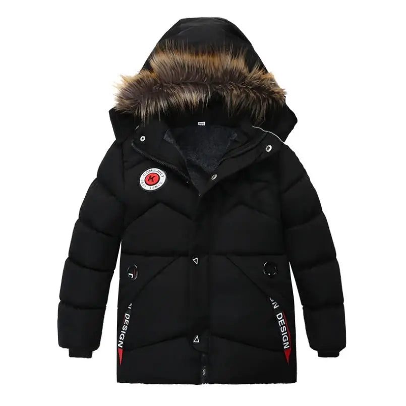 2023 New children's coat jacket winter boy girl wave pattern cute cartoon ear warm silk cotton baby hooded cotton jacket tide