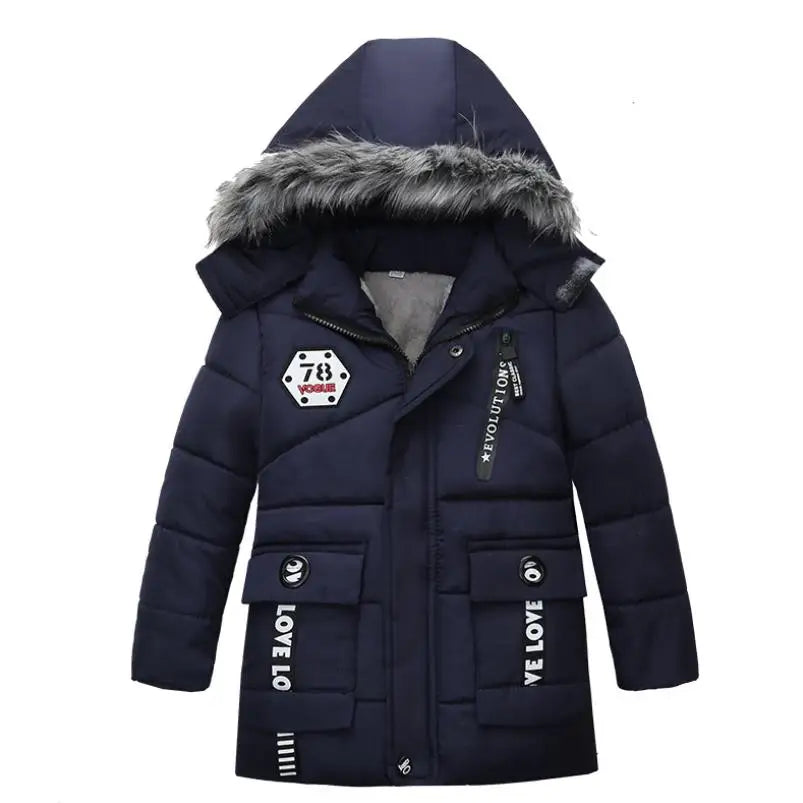 2023 New children's coat jacket winter boy girl wave pattern cute cartoon ear warm silk cotton baby hooded cotton jacket tide