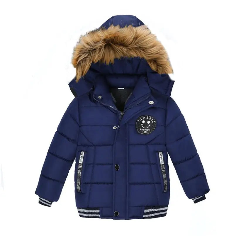 2023 New children's coat jacket winter boy girl wave pattern cute cartoon ear warm silk cotton baby hooded cotton jacket tide