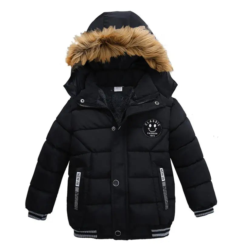 2023 New children's coat jacket winter boy girl wave pattern cute cartoon ear warm silk cotton baby hooded cotton jacket tide
