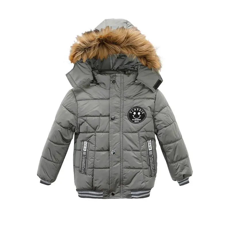 2023 New children's coat jacket winter boy girl wave pattern cute cartoon ear warm silk cotton baby hooded cotton jacket tide