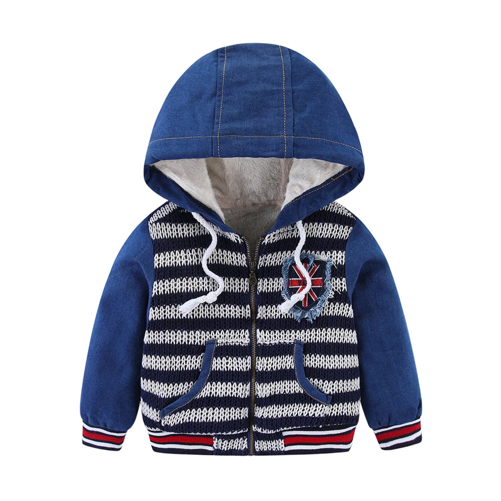 Mudkingdom Winter Jackets for Boy Children's Clothing Hooded Fur Lined Warm Outerwear Windbreaker Kids Coats Toddler Clothes