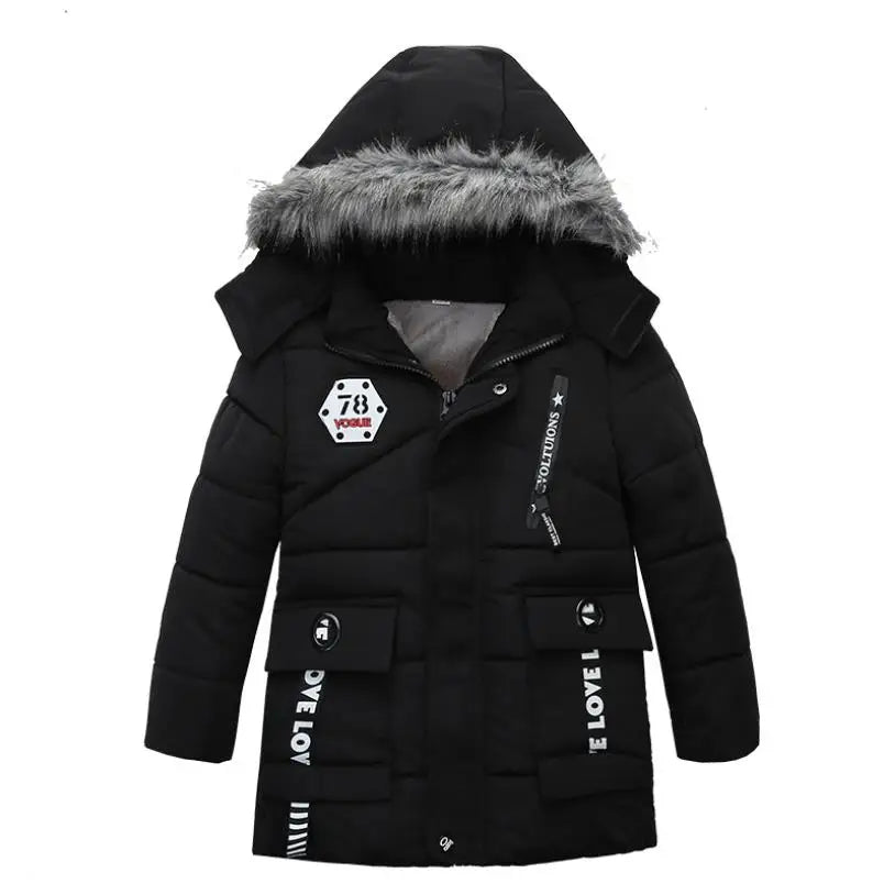 2023 New children's coat jacket winter boy girl wave pattern cute cartoon ear warm silk cotton baby hooded cotton jacket tide