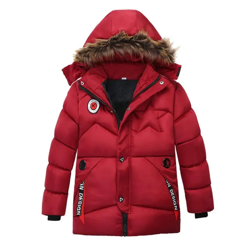 2023 New children's coat jacket winter boy girl wave pattern cute cartoon ear warm silk cotton baby hooded cotton jacket tide