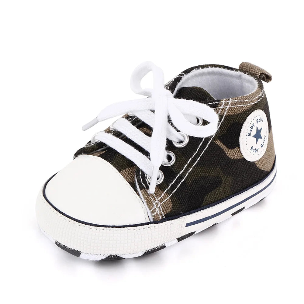 Spring New Baby Shoes Boy and Girl Classic Canvas Casual Sneakers Soft Sole Non-Slip Walking Newborn Toddler Shoes First Walkers