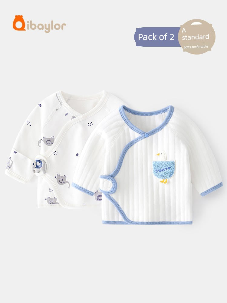 2 Pieces Newborn Pure Cotton Boneless Gown Winter Coat