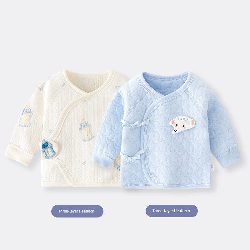 2 Pieces Newborn Pure Cotton Boneless Gown Winter Coat