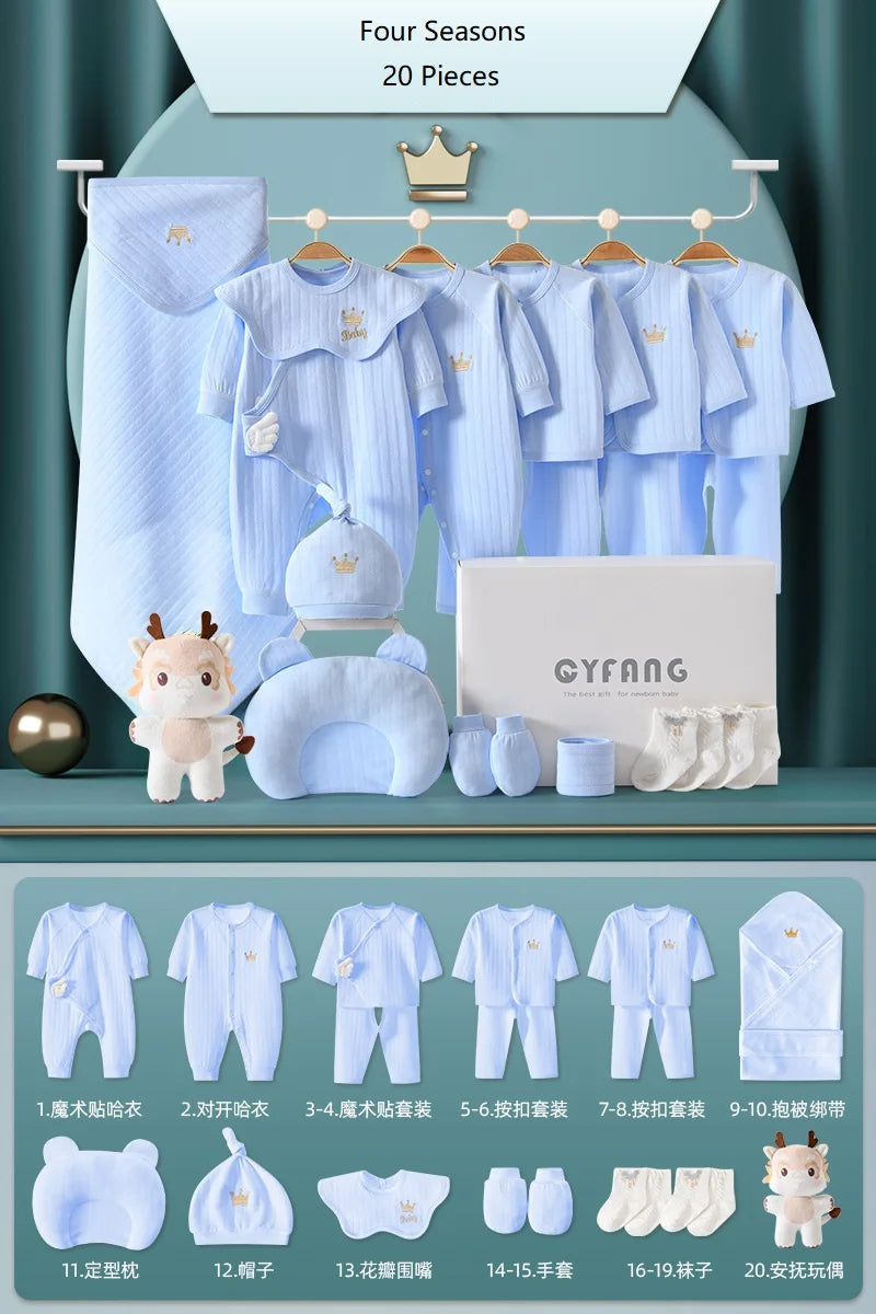 15/20 Pieces Newborn Baby Boys Clothes Sets 100% Cotton Toddler Girls Costume Outfits Infant Baby Gift Sets For a 0-6 Months