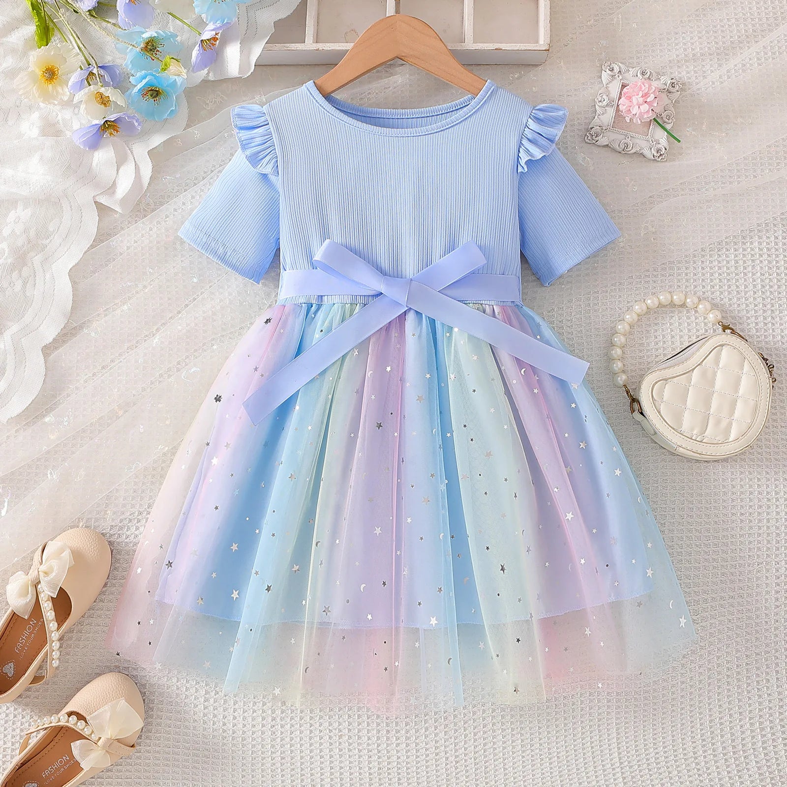 Korean Style Polka-dot Summer Dresses for Girls Cute Layered Sleeveless Casual Baby Kids Dress Baby Girls Clothes