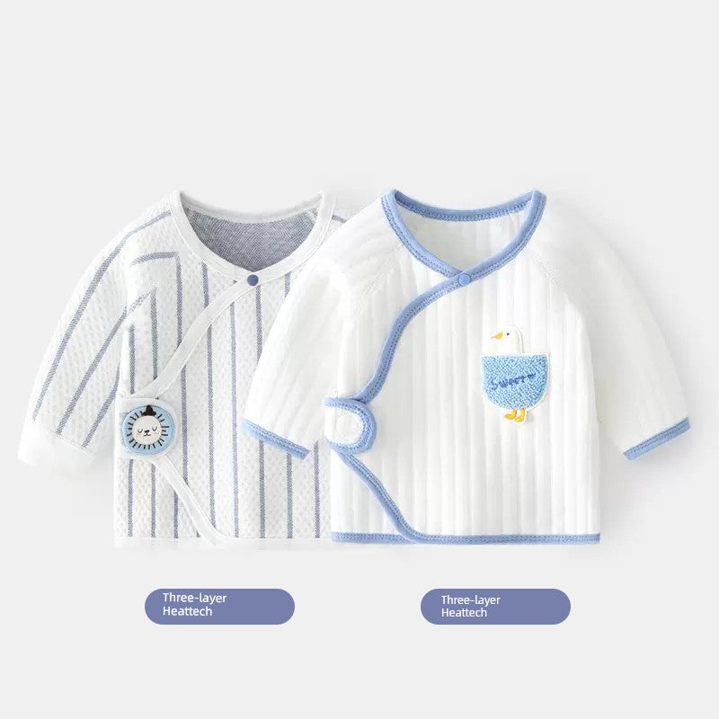 2 Pieces Newborn Pure Cotton Boneless Gown Winter Coat