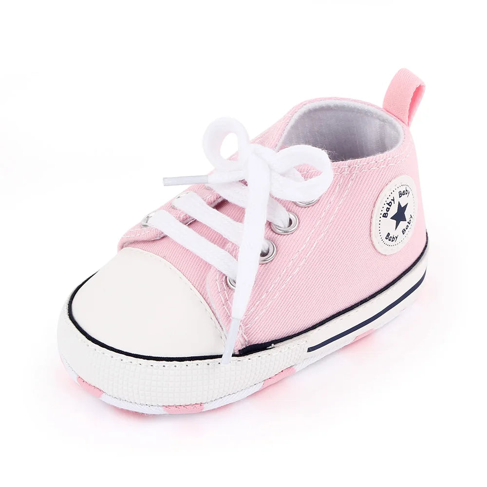 Spring New Baby Shoes Boy and Girl Classic Canvas Casual Sneakers Soft Sole Non-Slip Walking Newborn Toddler Shoes First Walkers