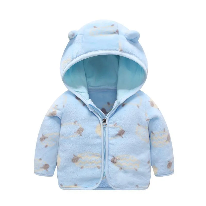 Baby Girls Jackets Boys Coral Fleece Hooded Outerwear Snowsuit Autumn Toddler Kids Warm Cotton Coats 1-6 Years Children Jacket