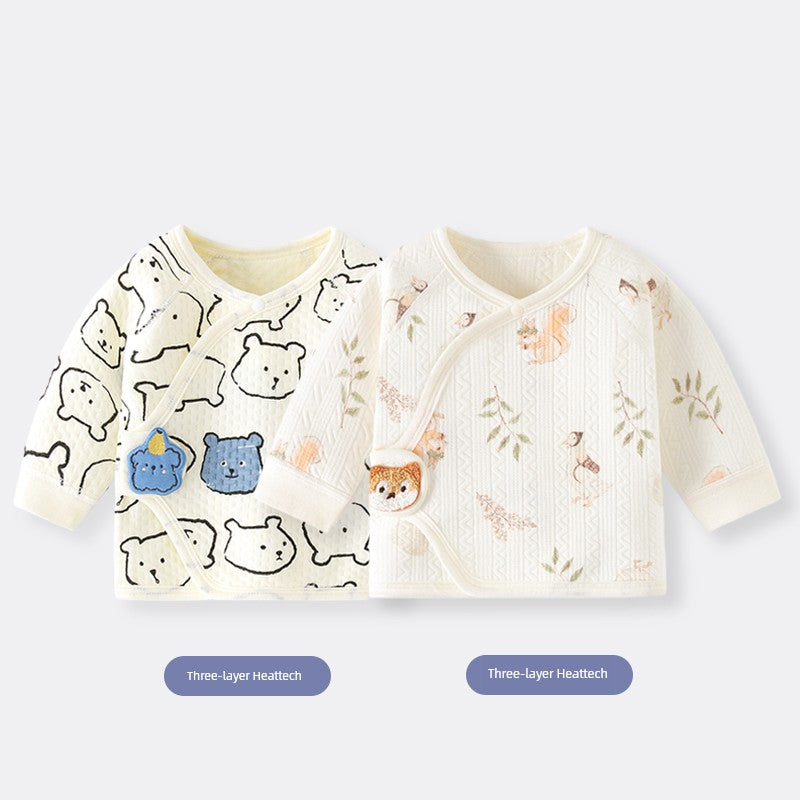 2 Pieces Newborn Pure Cotton Boneless Gown Winter Coat