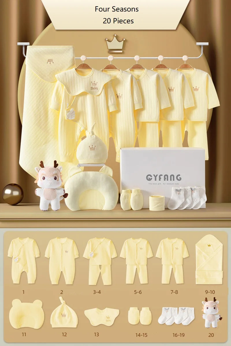 15/20 Pieces Newborn Baby Boys Clothes Sets 100% Cotton Toddler Girls Costume Outfits Infant Baby Gift Sets For a 0-6 Months