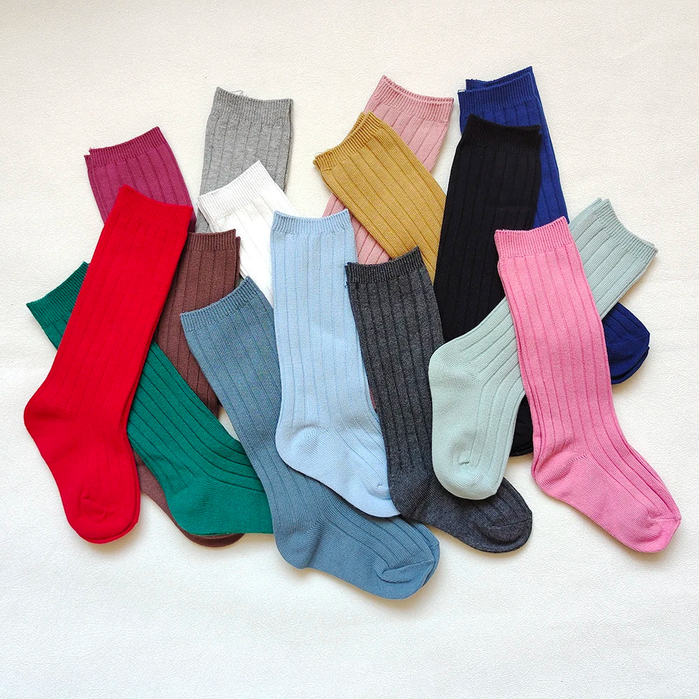 New Children's Sock Stripe Boys And Girls Knee High Socks Cotton Breathable Baby Long Tube Socken Kids School Uniform Socks 0-7Y