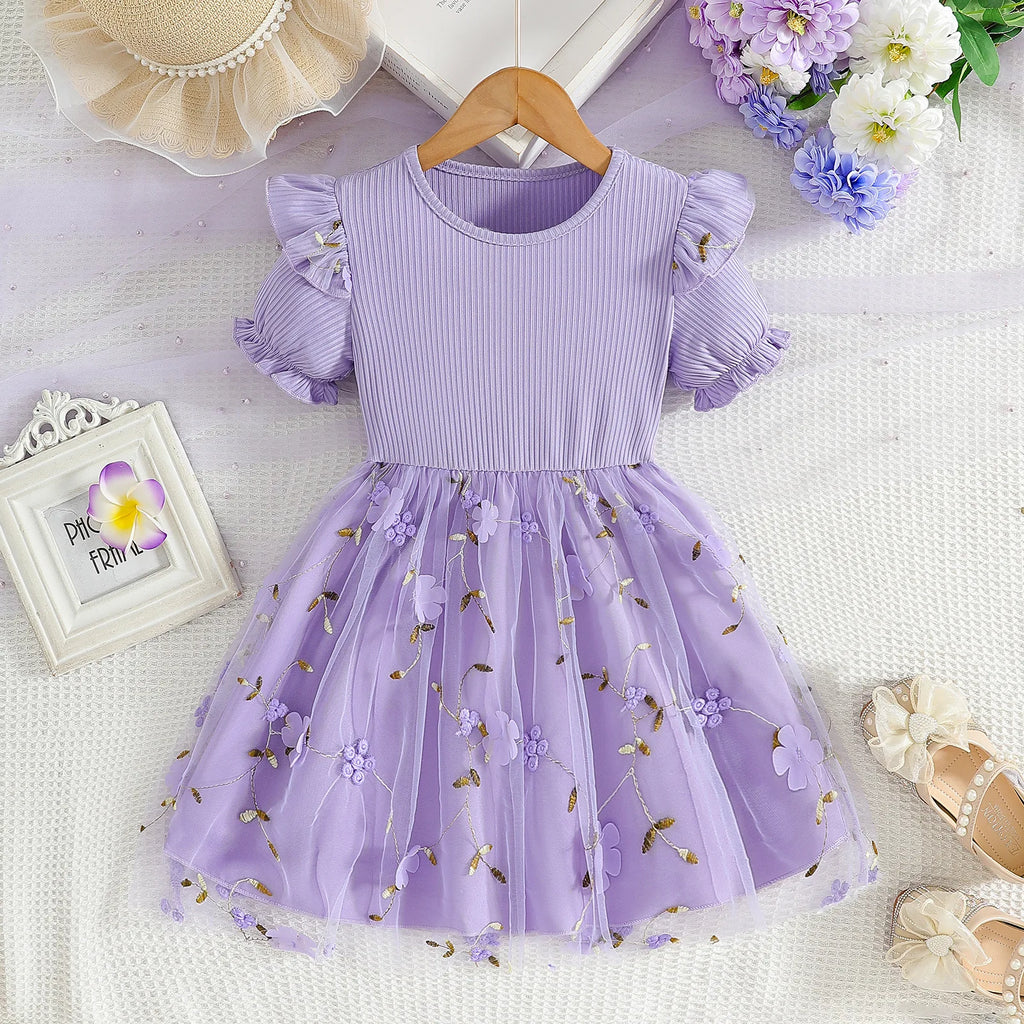 Korean Style Polka-dot Summer Dresses for Girls Cute Layered Sleeveless Casual Baby Kids Dress Baby Girls Clothes