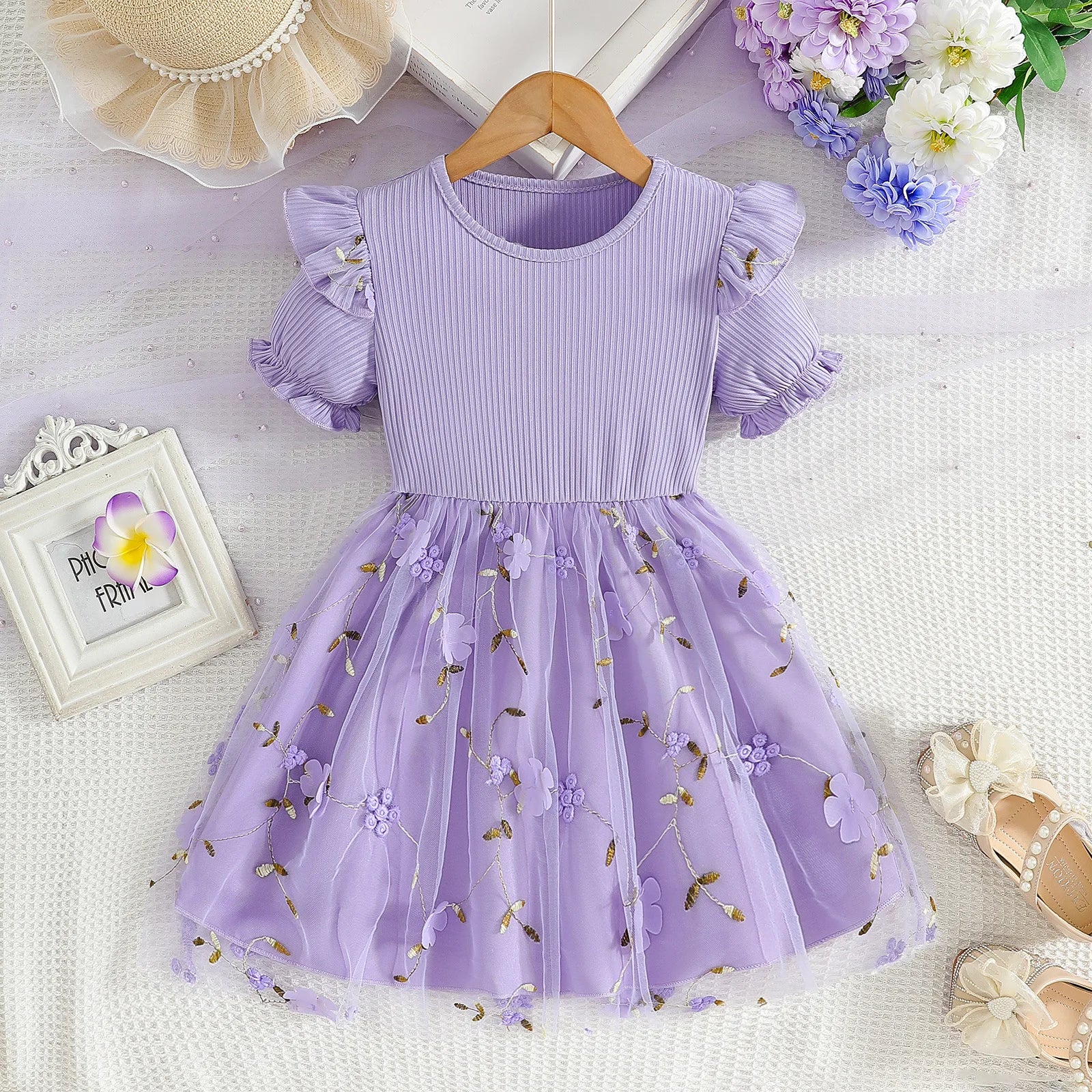 Korean Style Polka-dot Summer Dresses for Girls Cute Layered Sleeveless Casual Baby Kids Dress Baby Girls Clothes