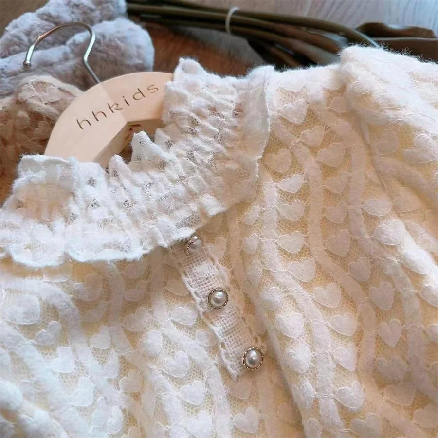 2023 Children Autumn/Winter New Girls' Plush Bottom Shirt Korean Edition Baby ClothingLong Sleeve T-shirt Girls' Warm Top