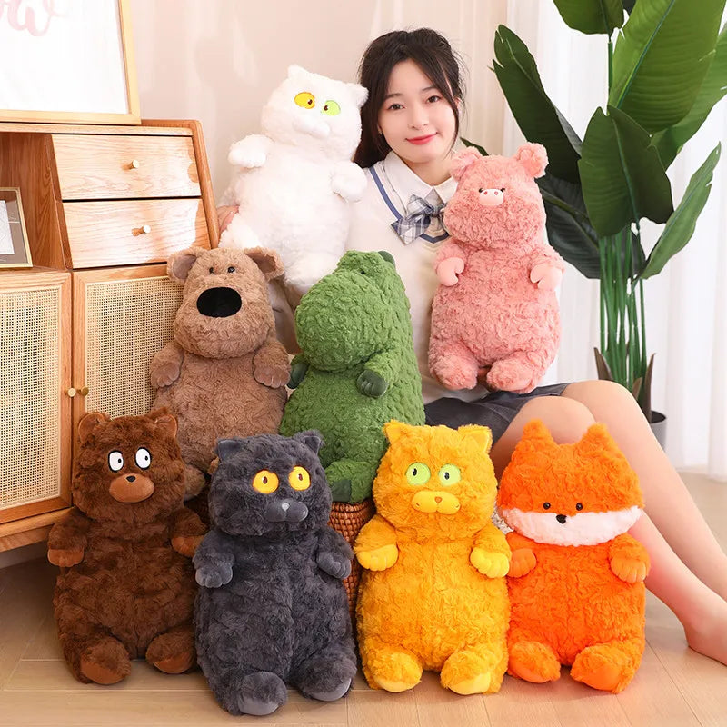 Squishy Simulation Fox Brown Bear Plush Toy Stuffed Dinosaur Bunny Dog Pig Cat Doll Toys Soft Plushie Pillow Cushion Kids Baby