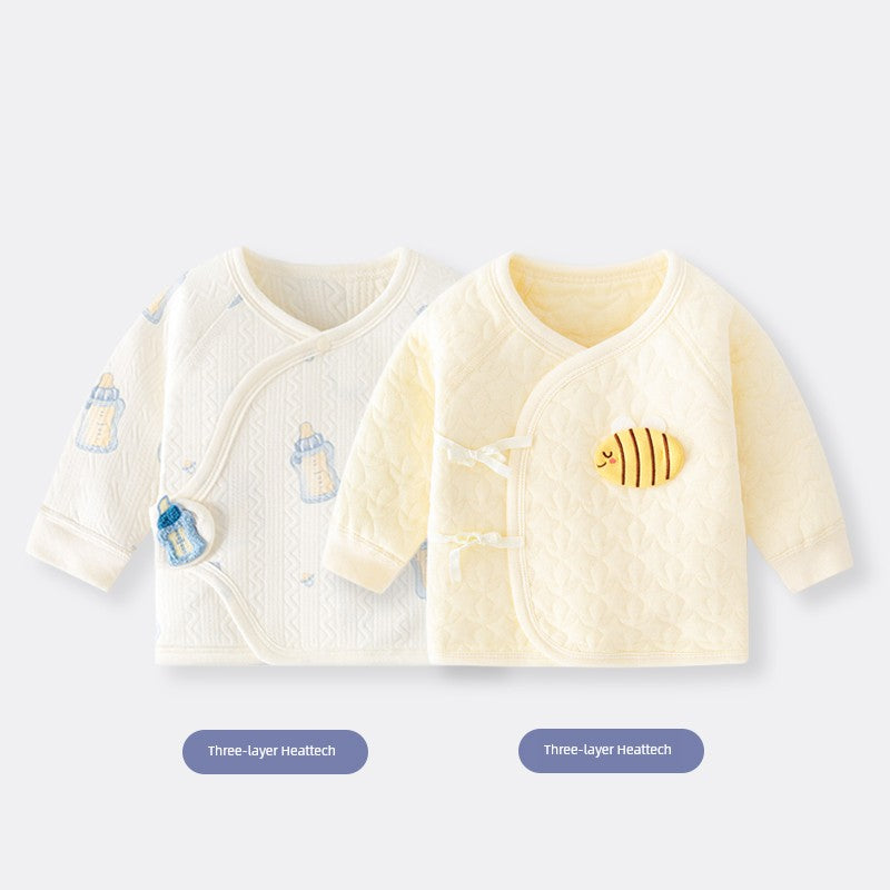 2 Pieces Newborn Pure Cotton Boneless Gown Winter Coat
