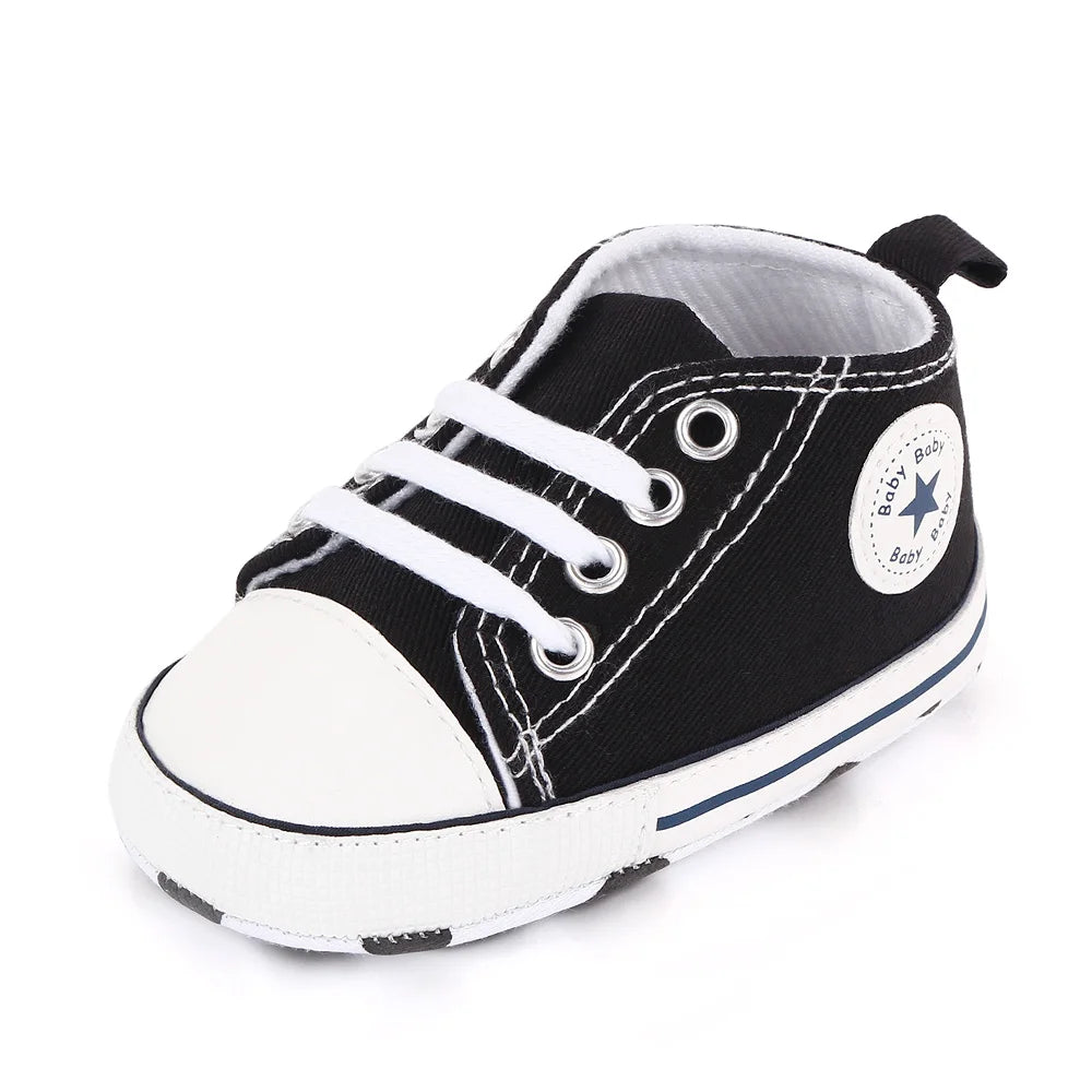 Spring New Baby Shoes Boy and Girl Classic Canvas Casual Sneakers Soft Sole Non-Slip Walking Newborn Toddler Shoes First Walkers