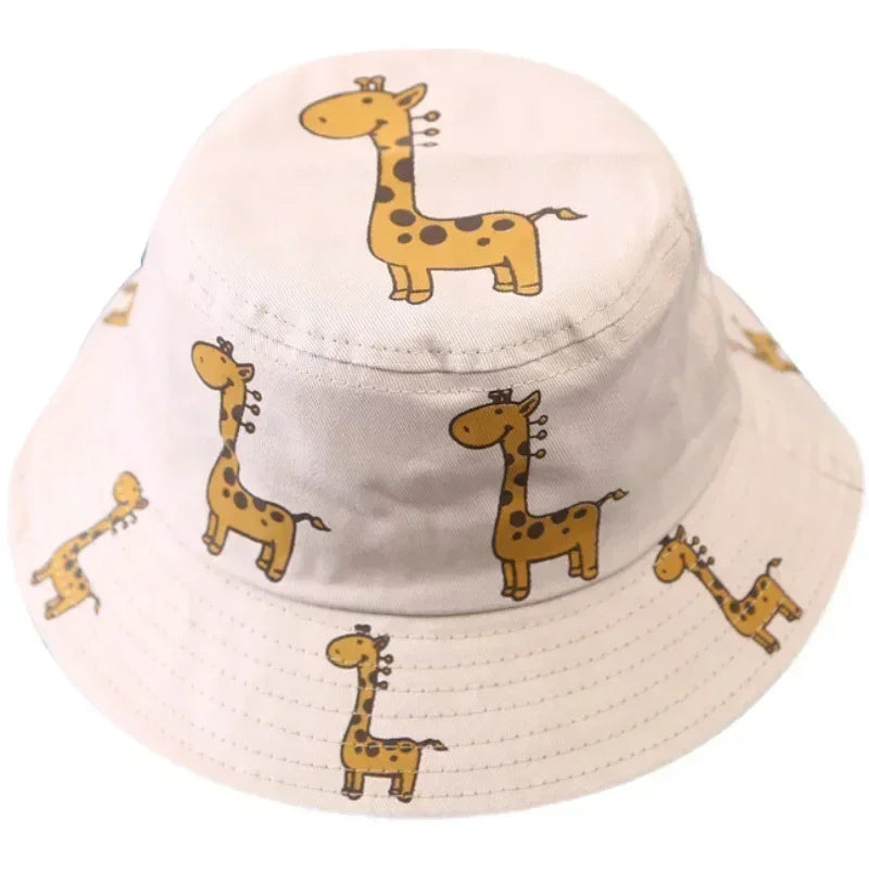 Bucket hat Cartoon Giraffe Baby Bucket Cap Outdoor Beach Children Sun Hat Kids Panama Cap Baby Boys Girls Cap