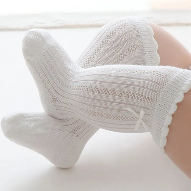 3Pair Lace Ruffle Princess Socks Kids Girl Summer Mesh Mosquito Proof Long Sock White Color Baby High Tube Stockings Footwear 양말