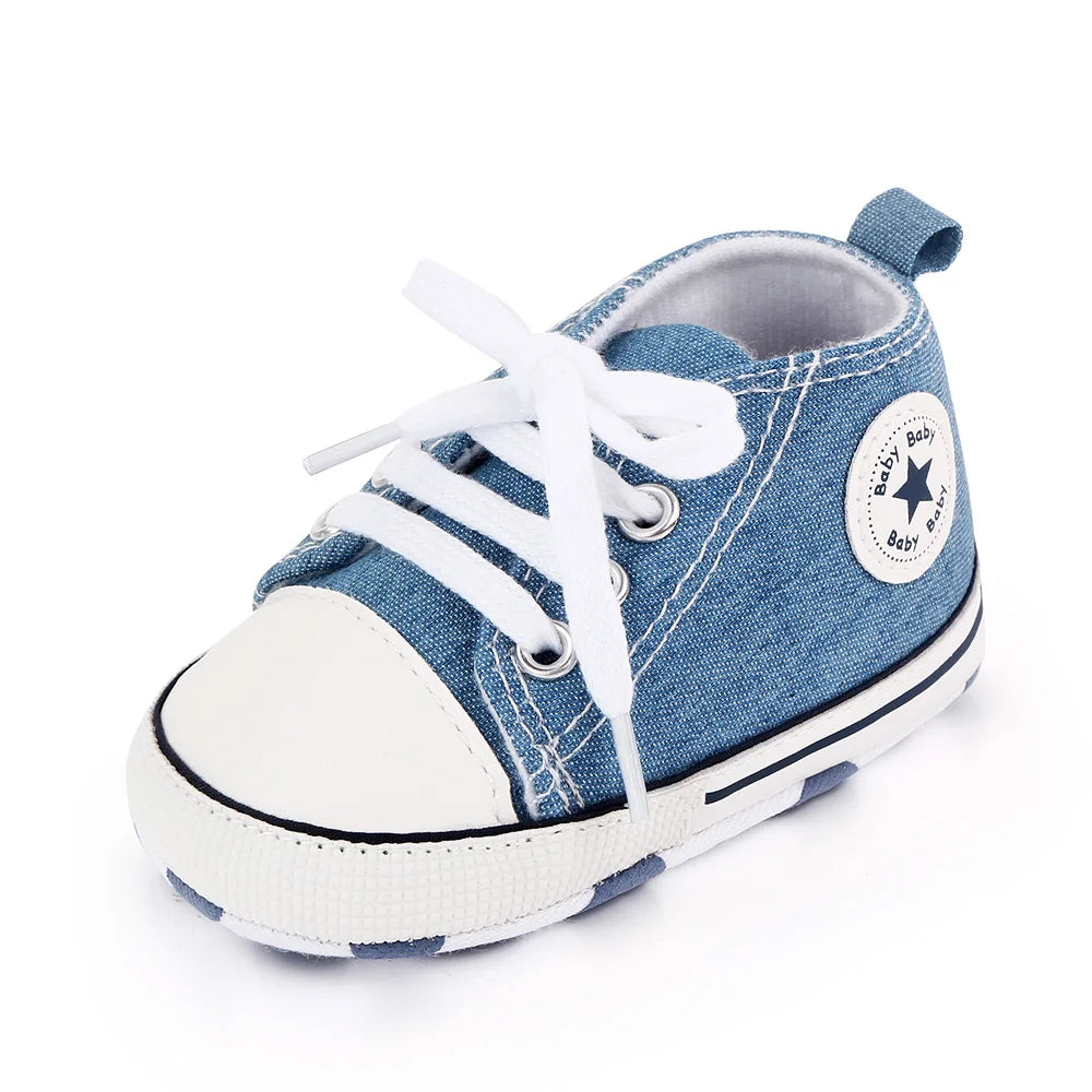 Spring New Baby Shoes Boy and Girl Classic Canvas Casual Sneakers Soft Sole Non-Slip Walking Newborn Toddler Shoes First Walkers