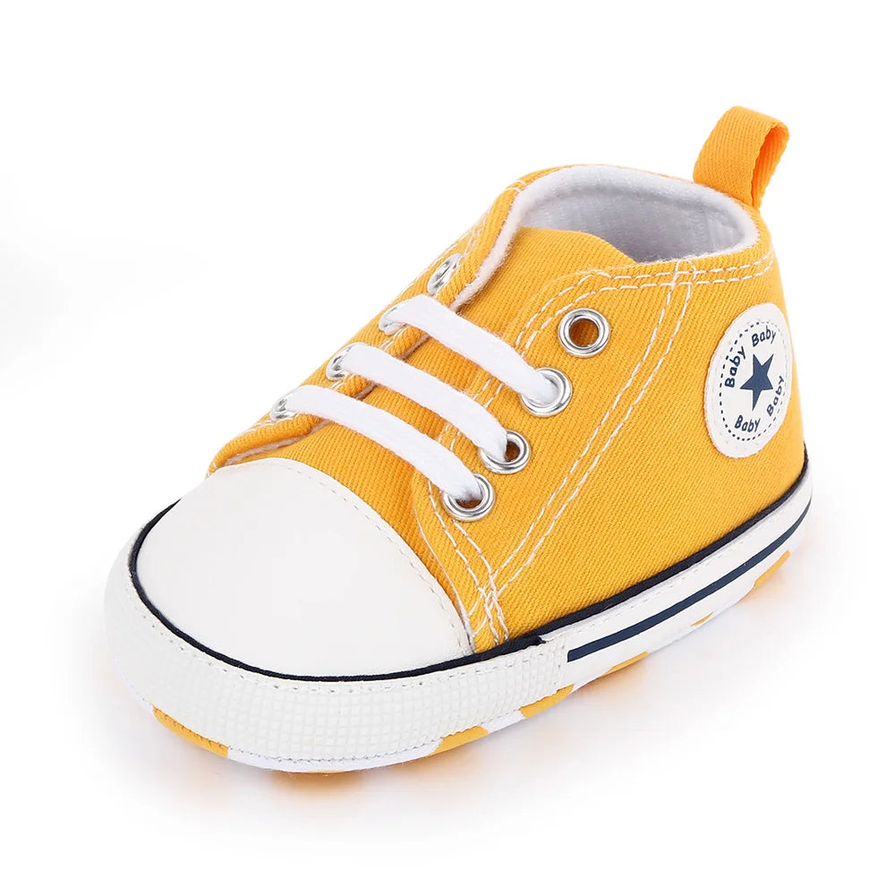 Spring New Baby Shoes Boy and Girl Classic Canvas Casual Sneakers Soft Sole Non-Slip Walking Newborn Toddler Shoes First Walkers