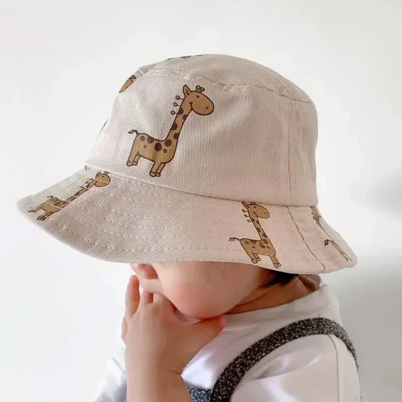 Bucket hat Cartoon Giraffe Baby Bucket Cap Outdoor Beach Children Sun Hat Kids Panama Cap Baby Boys Girls Cap