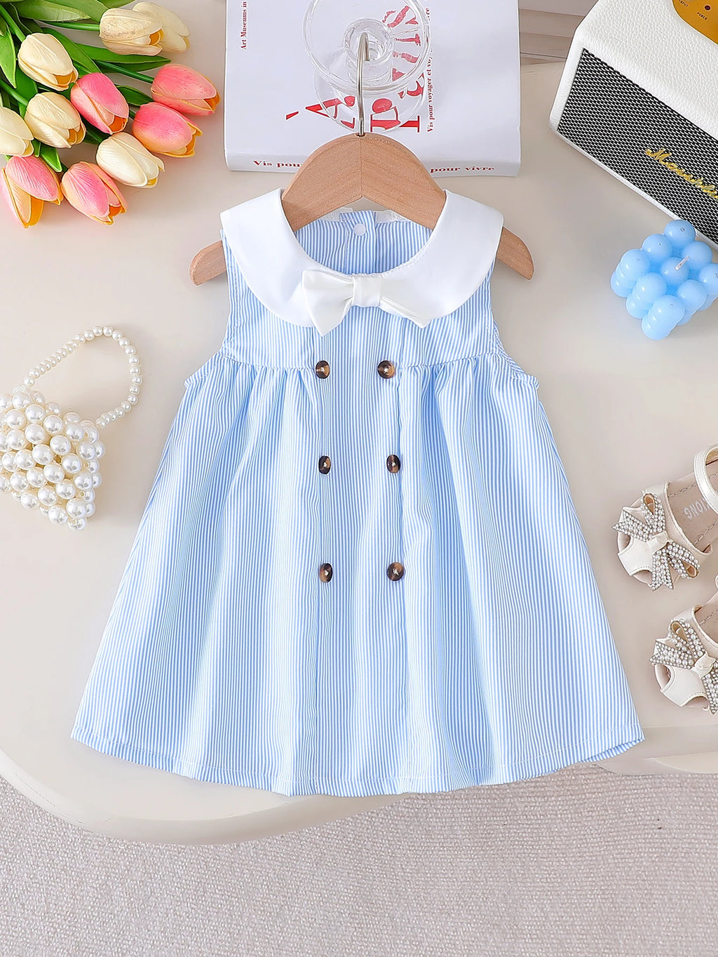 2025 Summer New Buttoned Sleeveless Solid Color Casual Dress