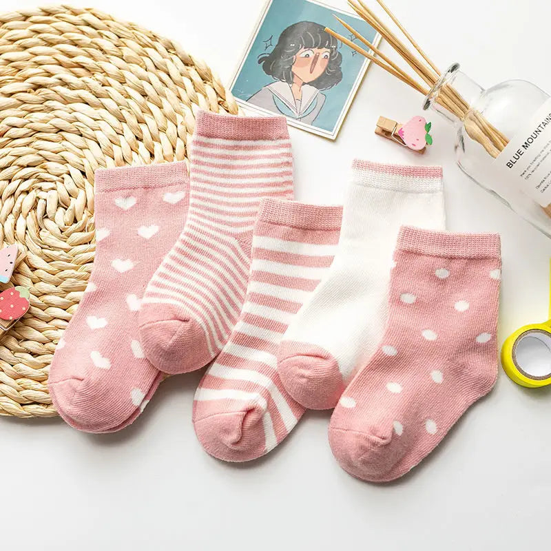 5Pairs Baby Socks Cotton Spring Autumn Cartoon Animal Children's Sock Girls Cute Newborn Boy Toddler Kids Socks 0-6 Years
