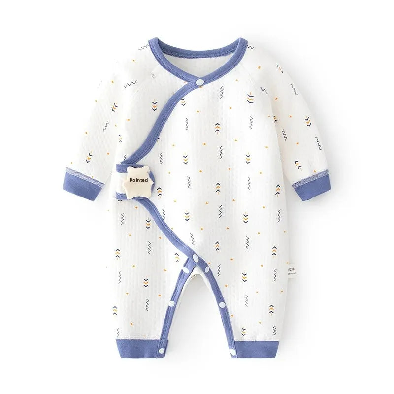 Thickened Cotton Baby Romper Warm Air Layered Monastic Style Infant Clothes Footed Crawling Suit Chinese Brand Newborn Outfit