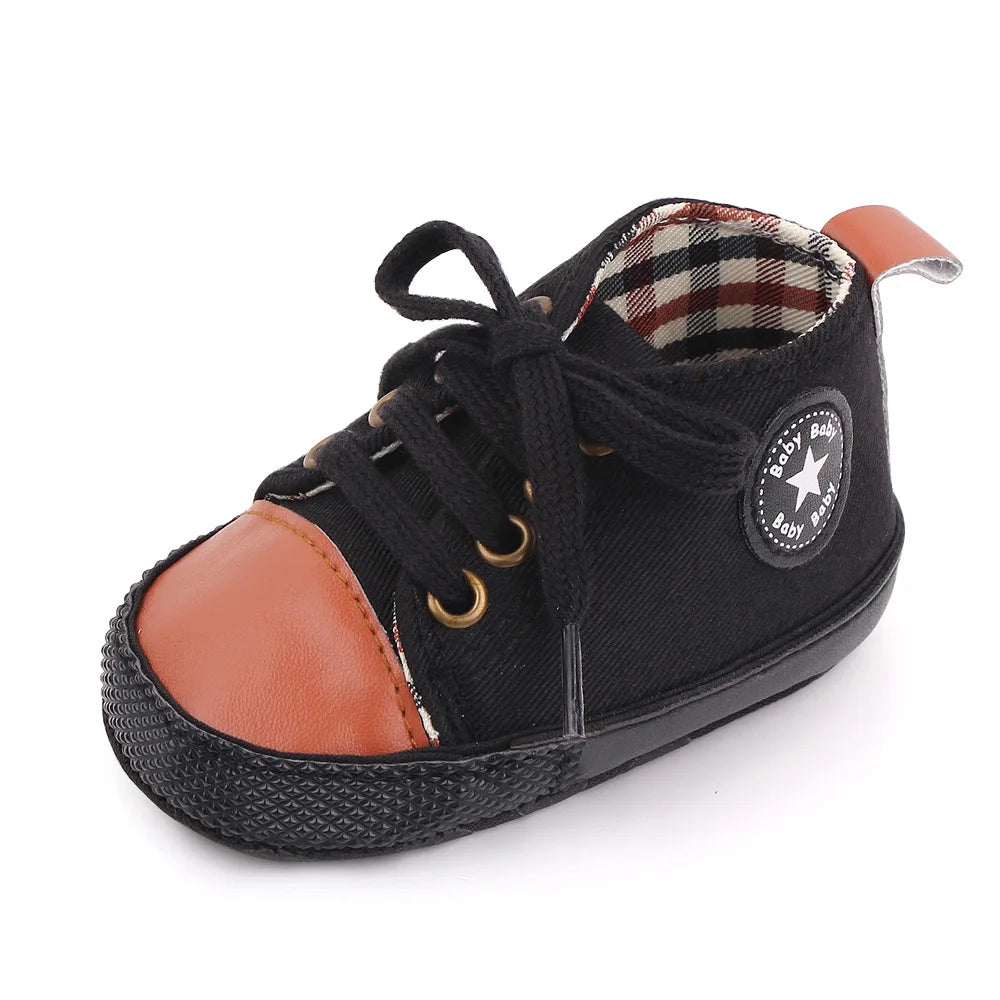 Spring New Baby Shoes Boy and Girl Classic Canvas Casual Sneakers Soft Sole Non-Slip Walking Newborn Toddler Shoes First Walkers