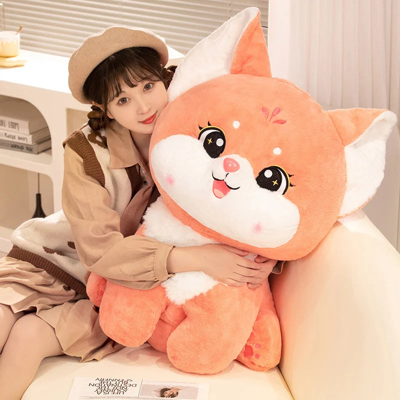Cute Long-Tail Fox Doll Stuffed Animal Plush Toy Huggable Soft Cartoon Fox Gift Perfect Christmas Present