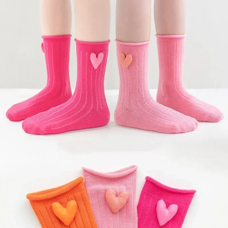 3 Pairs Children Mid Calf Long Socks Boys Girls Spring Autumn Striped Socks Baby Kids School Student Uniform Socks Sport Clothes