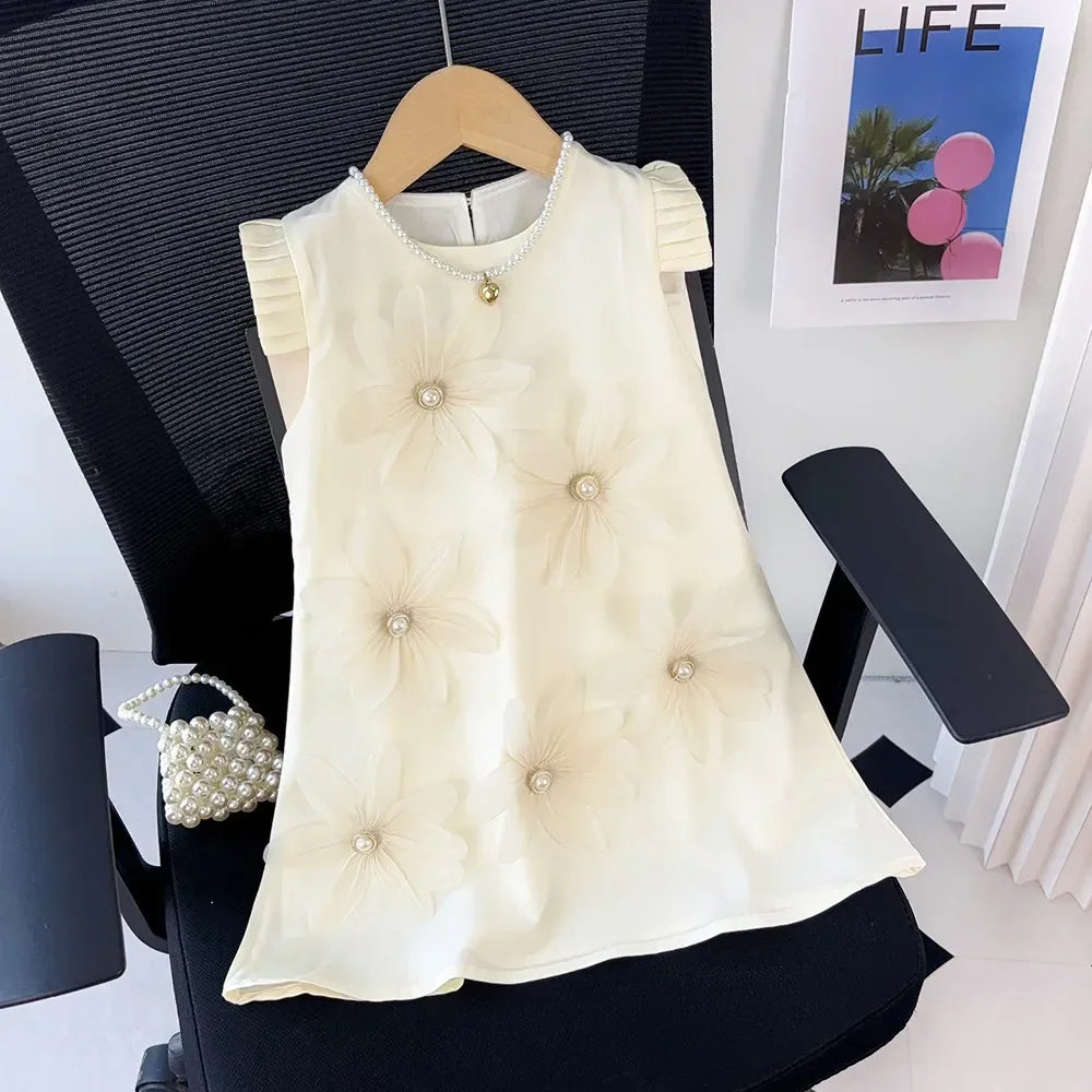 Bear Leader 2-7 Years Summer New 3D Flower Vest Dress Girl's Princess Dresses Baby Kids Clothing Wedding Party Elegent Clothes