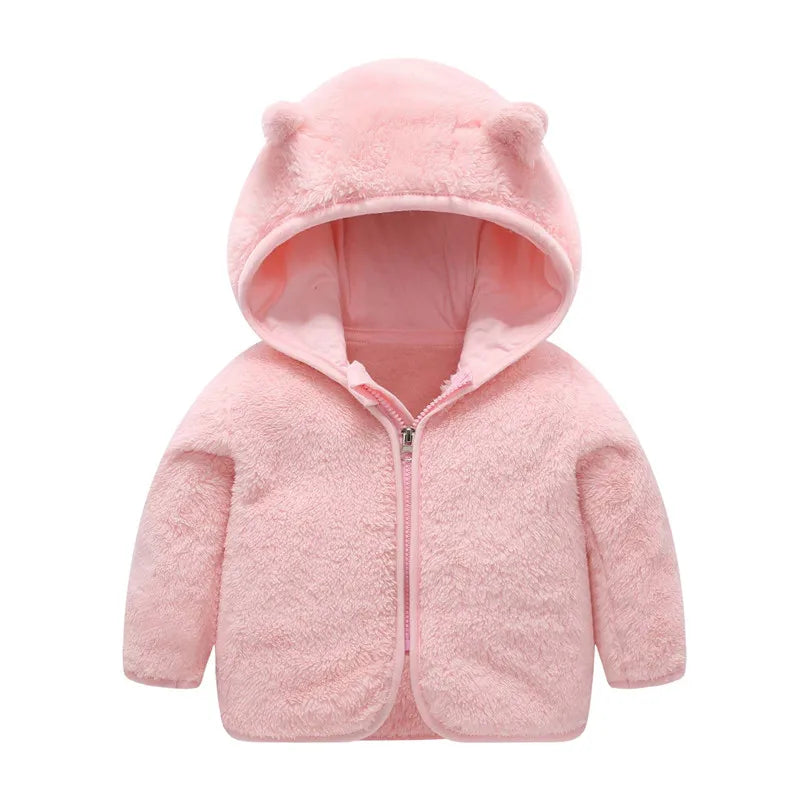 Baby Girls Jackets Boys Coral Fleece Hooded Outerwear Snowsuit Autumn Toddler Kids Warm Cotton Coats 1-6 Years Children Jacket