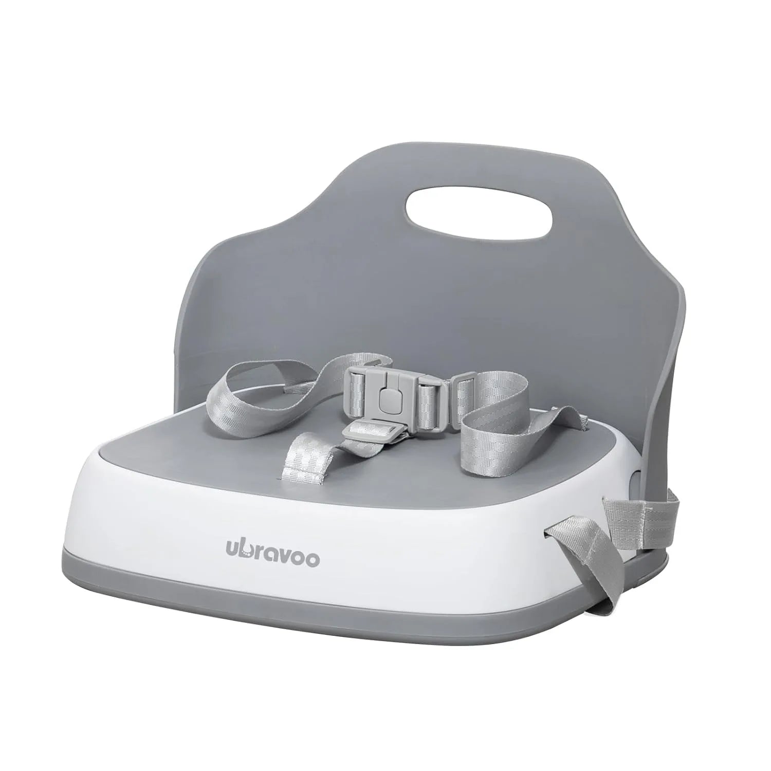 Portable booster seat for children to eat, travel high chair with 3-point harness and 2 adjustable straps, washable
