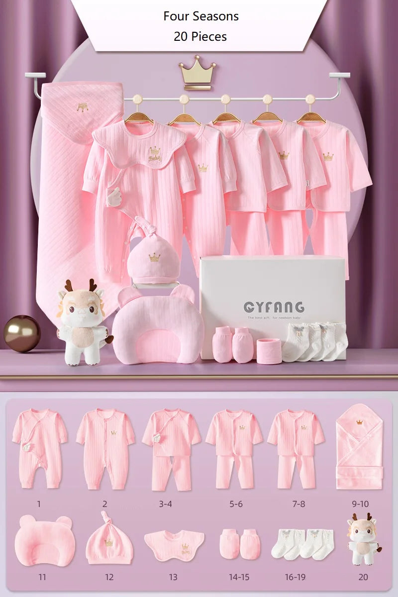 15/20 Pieces Newborn Baby Boys Clothes Sets 100% Cotton Toddler Girls Costume Outfits Infant Baby Gift Sets For a 0-6 Months