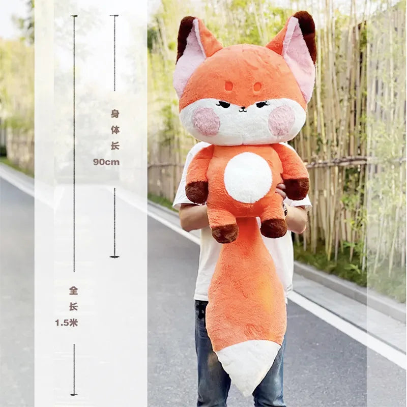 Cute Soft Orange White Big Tailed Fox Plush Toy Stuffed Animals Kawaii Fluffy Dudu Cat Fox Dolls Pillow Creative Gifts For Girl