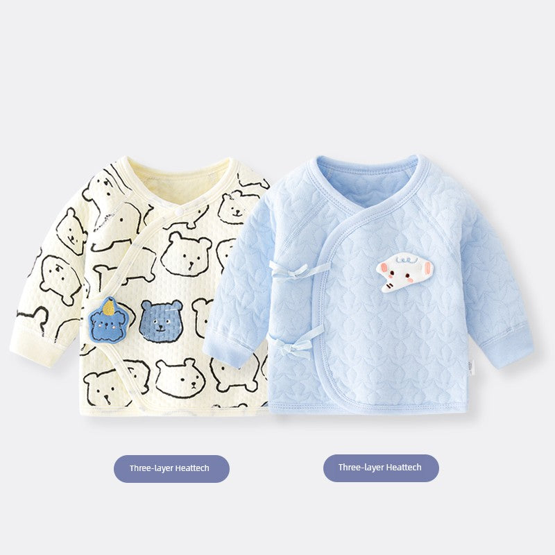 2 Pieces Newborn Pure Cotton Boneless Gown Winter Coat