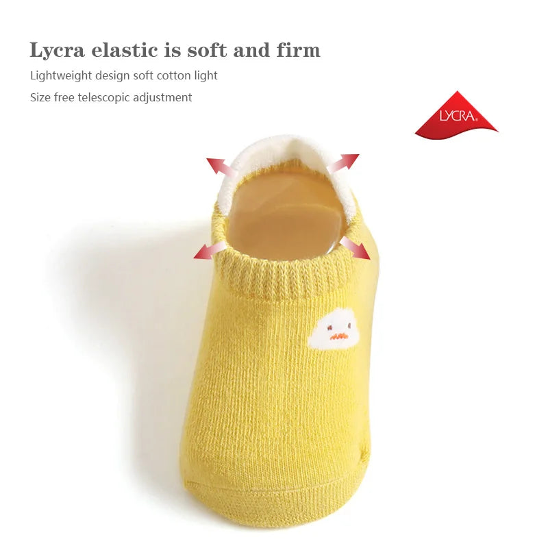 3 Pairs/Set Baby Floor Socks Summer Thin Style Newborn Baby Socks Cute Cartoon Boneless Loose Cuff Children's Short Boat Socks