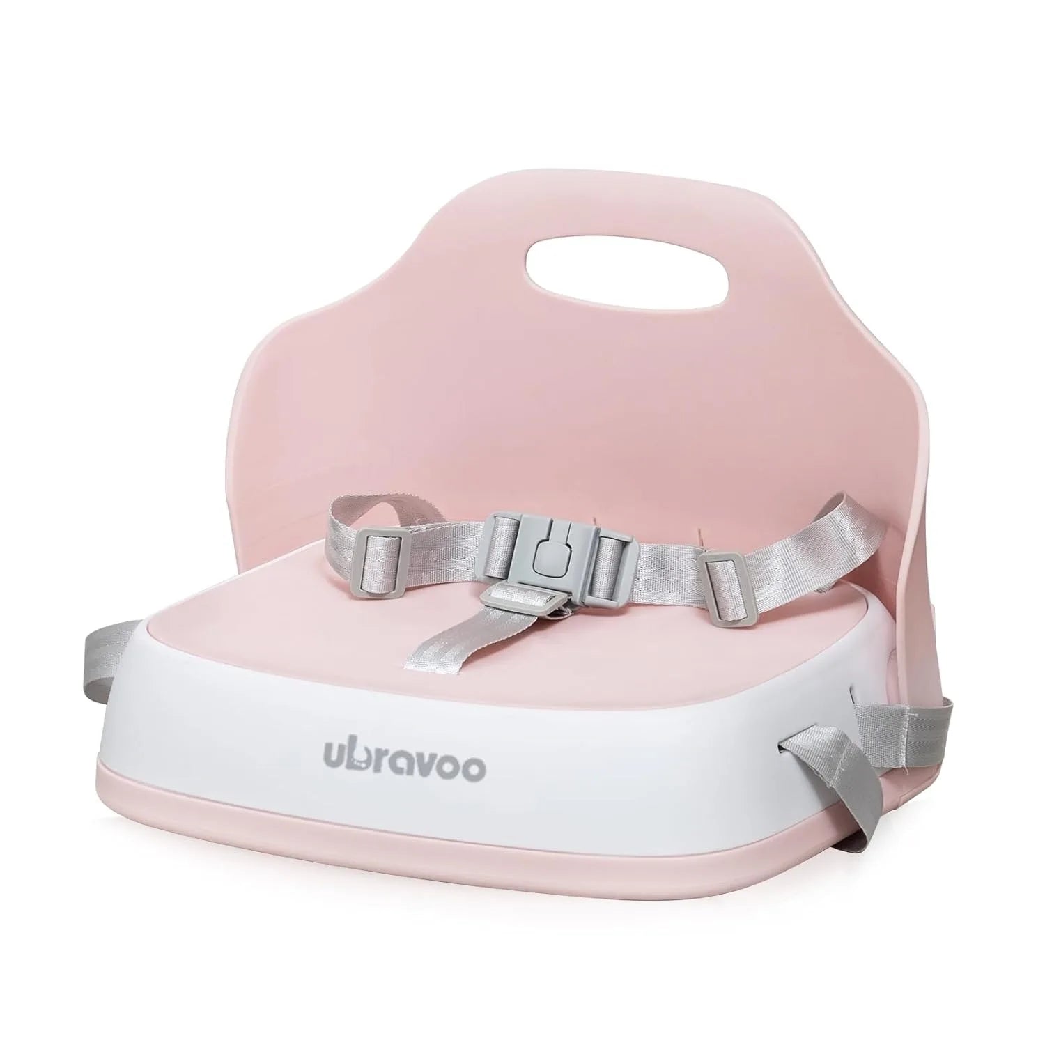 Portable booster seat for children to eat, travel high chair with 3-point harness and 2 adjustable straps, washable