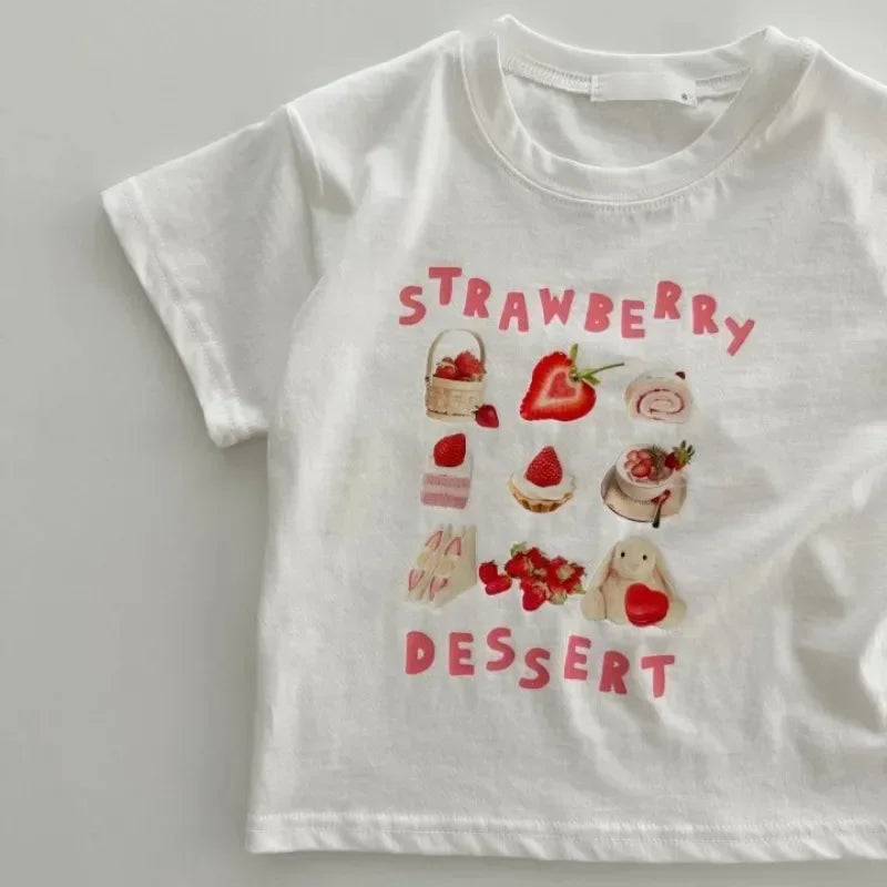 Summer Infant Kids T-Shirts Fruit Print Boys Girls Cotton T-shirt Children Outfits Top Clothes for Toddler Baby Breathable Tees