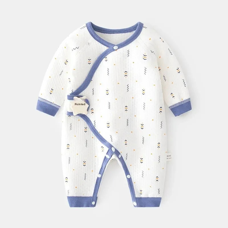 Thickened Cotton Baby Romper Warm Air Layered Monastic Style Infant Clothes Footed Crawling Suit Chinese Brand Newborn Outfit